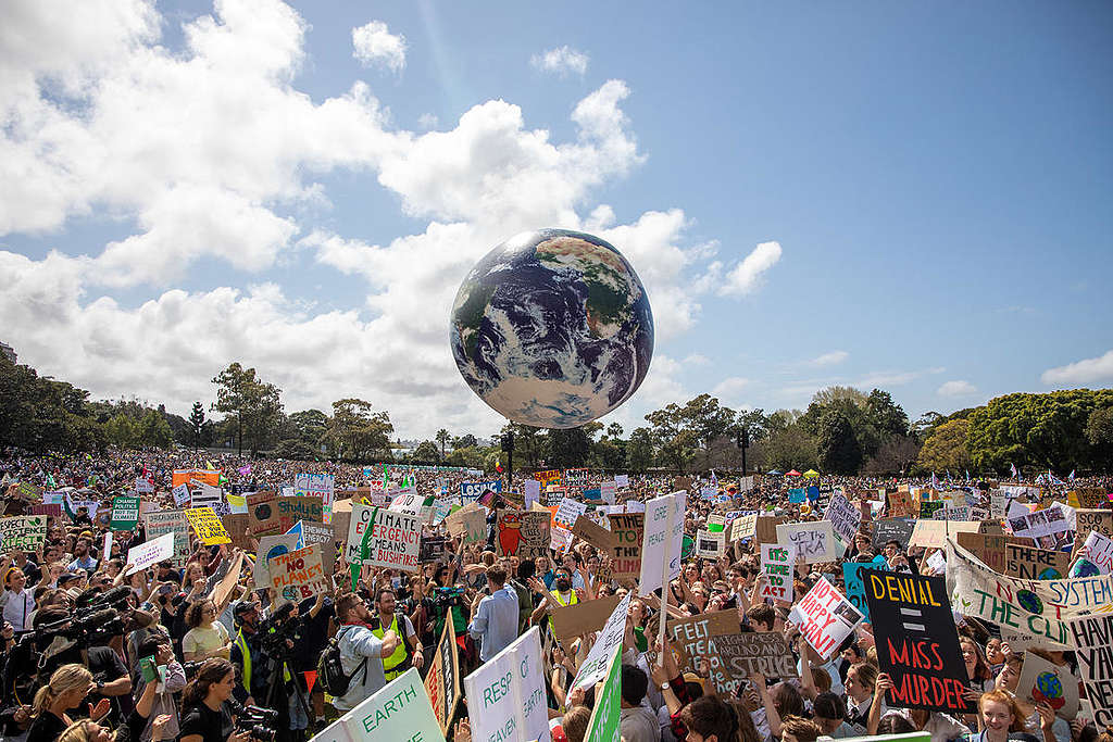 2019年9月於澳洲雪梨響應的氣候行動，凝聚公民力量要求政府因應氣候危機，制定具有野心的政策。