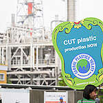 INC5 Protest at the Linyuan Petrochemical Industry District in Taiwan. © Greenpeace / RexLu