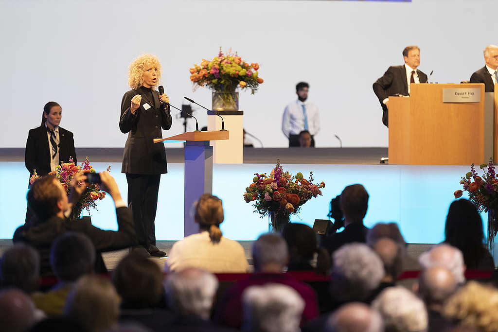 Action at the Nestlé Annual General Meeting in Lausanne. © Greenpeace