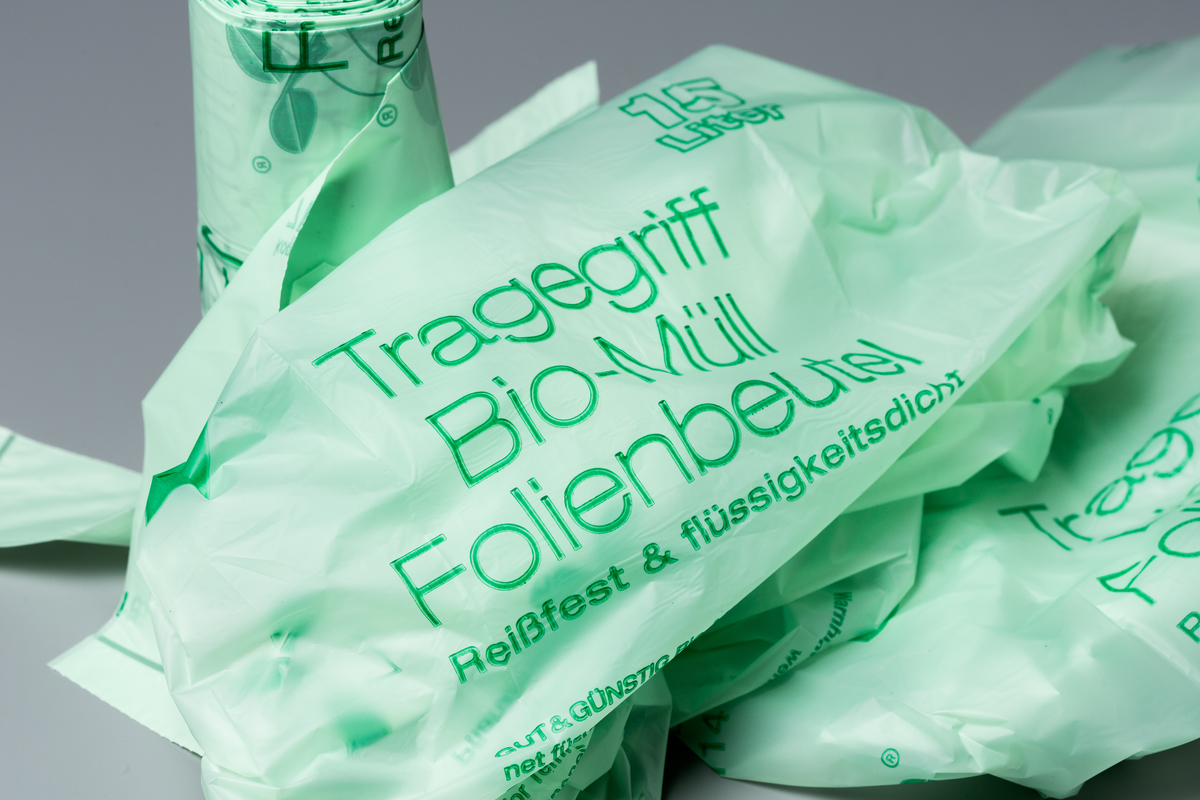 Product Shot of Compostable Bags. © Fred Dott / Greenpeace
