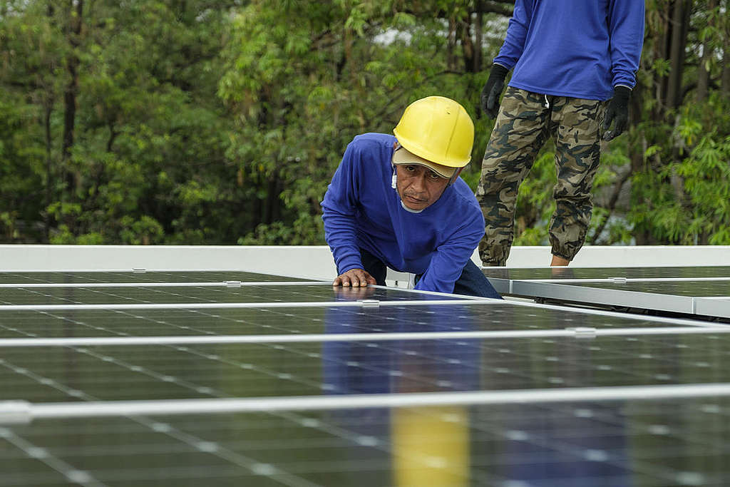 โรงพยาบาลโซล่าร์แห่งแรกที่เปิดตัวในประเทศไทย. © Greenpeace / Arnaud Vittet