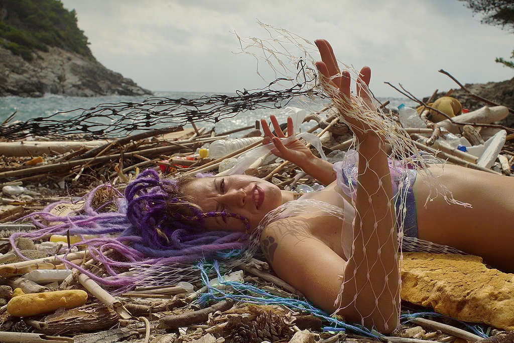 Mermaid in Distress on the Island Mljet in Croatia. © Hrvoje Šimic / Greenpeace