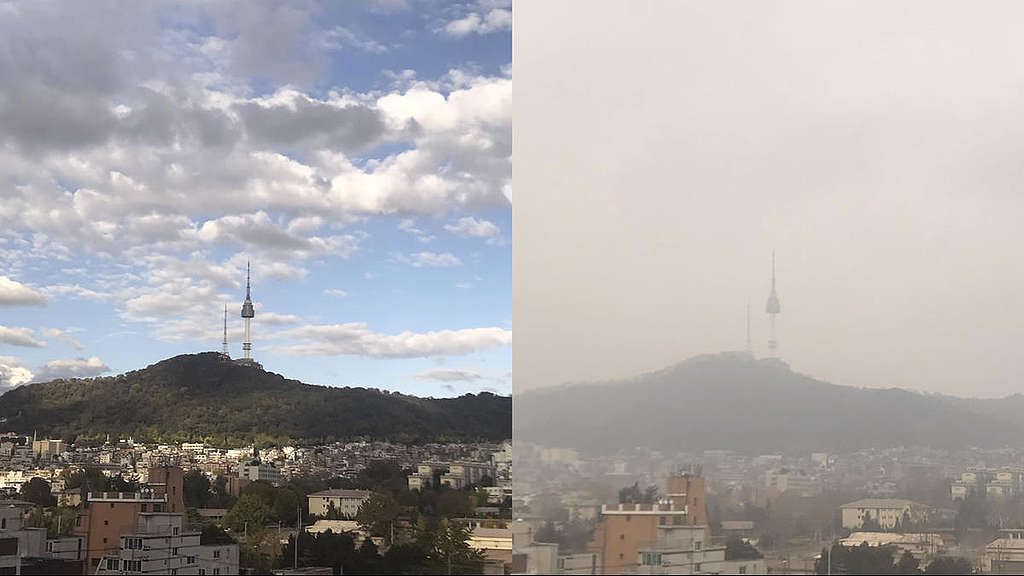 Namsan in Serious Ultrafine Dust. © Soojung Do / Greenpeace