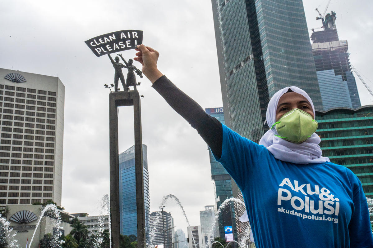Clean Air Now Photo Op in Jakarta. © Jurnasyanto Sukarno / Greenpeace