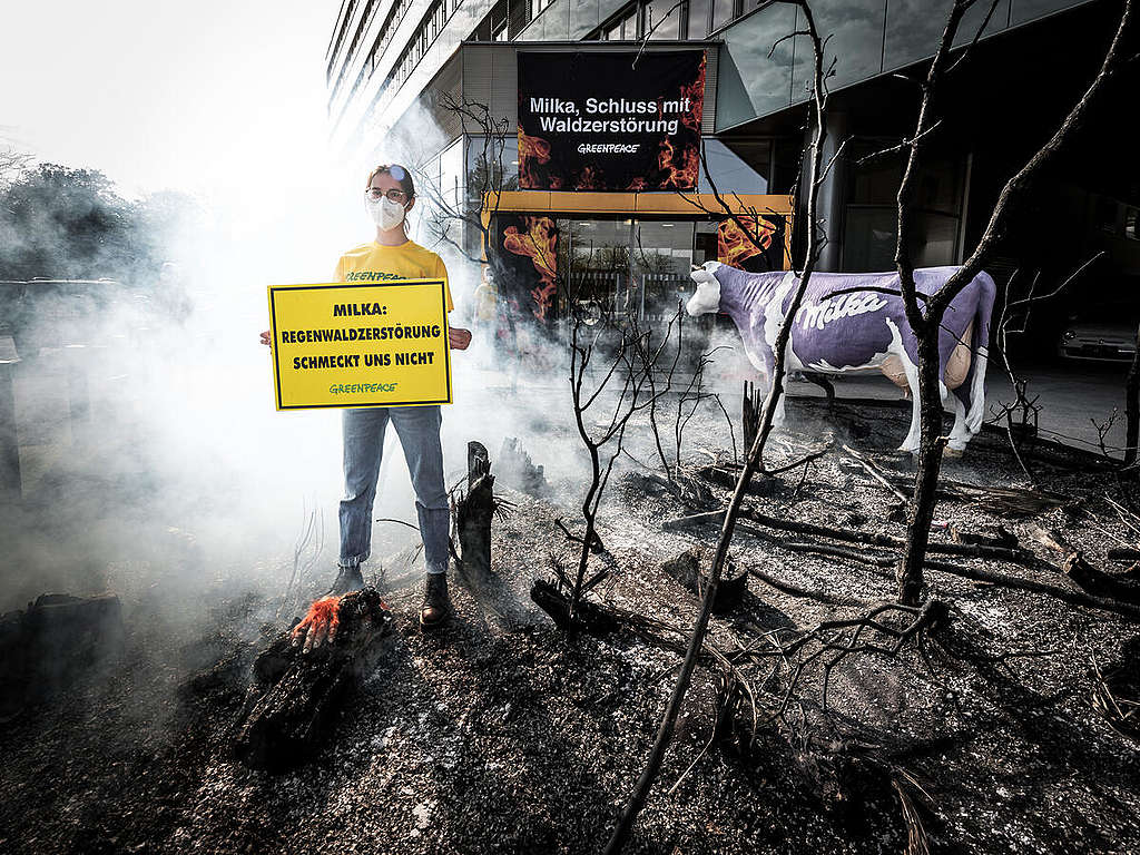 Protest in front of Mondelez Int. HQ in Vienna, Austria. © Mitja  Kobal / Greenpeace