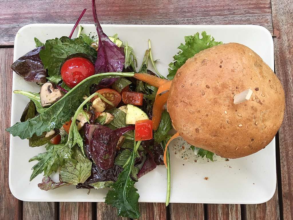 Vegan Burger with Salad. © Lisa-Maria Otte / Greenpeace Vegan Burger with Salad. © Lisa-Maria Otte / Greenpeace