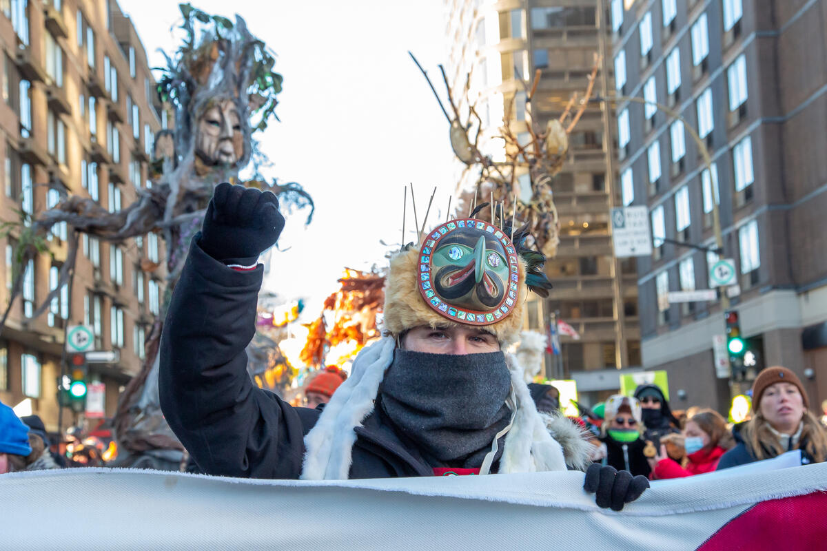 Great March led by Indigenous leaders for Biodiversity and Human Rights during COP15.
