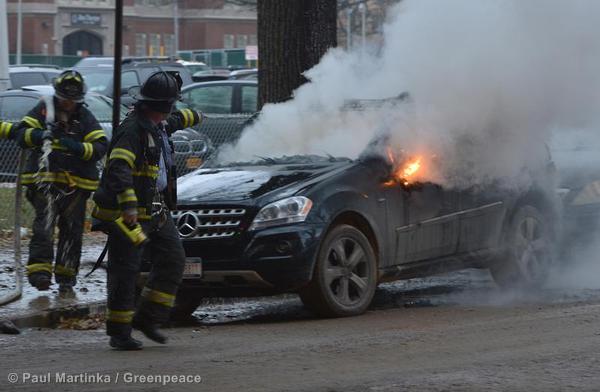 Car fire on Brighton Beach avenue & Ocean Parkway in Coney Island.