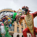 Greenpeace protests with a plastic-spitting dragon in front of the 'Our Oceans 2017' conference-building in Malta. 
The four-meter high dragon spits single-use plastic to present a new way of exposing plastic pollution offenders as a part of the Break Free From Plastic movement. Greenpeace demands of targeted culprits such as Nestlé, Unilever, Procter & Gamble, Coca Cola etc to stop producing single-use plastics. 
The ‘Our Ocean 2017’ conference brings together representatives of governments, civil society, science, finance and businesses from around the world to discuss ocean protection. This year they are discussing marine litter.