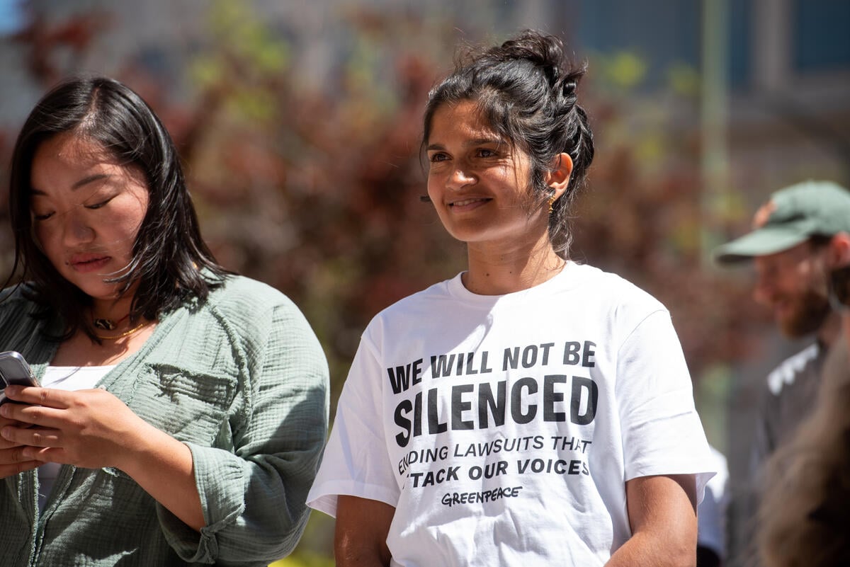 Rally against Corporations Trying to Sue Critics into Silence in Oakland. © Marlena Sloss / Greenpeace Rally against Corporations Trying to Sue Critics into Silence in Oakland. © Marlena Sloss / Greenpeace