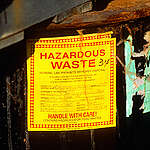 Barrels of hazardous waste stored at Master Metals, Cleveland, Ohio,  USA.