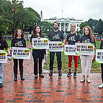 Activist wearing tee shirts and holding signs that say “We Will Not Be Silenced” signs gather in front of the White House on a day of action in the protest.  

Greenpeace USA and other organizations across the globe hosted a Day of Action to ensure Big Oil knows - We Will Not Be Silenced. 

Greenpeace USA is being sued by Energy Transfer - the corporation behind the Dakota Access Pipeline - for $300 million. But the case against Greenpeace USA is just one example of the direct assault on the fundamental rights to free speech and protest. A win for Energy Transfer would set a dangerous precedent – allowing more attacks on unions, activists, and journalists – and silencing free speech through intimidation. An attack on one of us is an attack on us all.