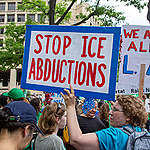 An anti-ICE protest broke out near a Justice Department building in Washington, D.C., over David Huerta's detention. Huerta is the president of California's Service Employees International Union (SEIU).
