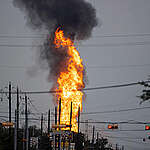 A pipeline explosion sent flames hundreds of feet into the air, prompting evacuations and road closures in Deer Park on September 16 in the town outside Houston, Texas. 

The temperature from the fire was so intense it torched a nearby playground. Firefighters hosed down their equipment and nearby homes, but that wasn’t enough to fight back against the radiant heat. At least five homes are damaged.  

Energy Transfer owns the pipeline and after more than three hours, they were able to shut down two valves to cut off the natural gas fueling the fire.

Those two valves are 20 miles apart, according to Harris County Judge Lina Hidalgo.

All the gas still in those lines has to burn off before the fire goes out.