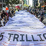 Greenpeace USA and allies from across the globe march down Park Ave/”Billionaires’ Row” during the Make Billionaires Pay March in New York City. The march is a part of a series of international mobilizations for climate justice happening September 19–21, entitled Draw the Line, on the eve of NYC Climate Week, the UN General Assembly, and the UN Secretary General’s Climate Ambition Summit.  

Greenpeace USA activists deploy a giant “Climate Polluters Bill” nearly 160 feet long — the length of an Olympic swimming pool — through midtown Manhattan, while marching in the Make Billionaires Pay March during Climate Week NYC and on the eve of the UN General Assembly and the UN Secretary General’s Climate Ambition Summit.