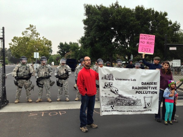 Activists in front of nuclear weapon design lab in California.