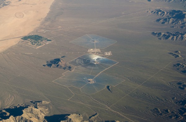 The Ivanpah facility sprawls across 5km of California desert.