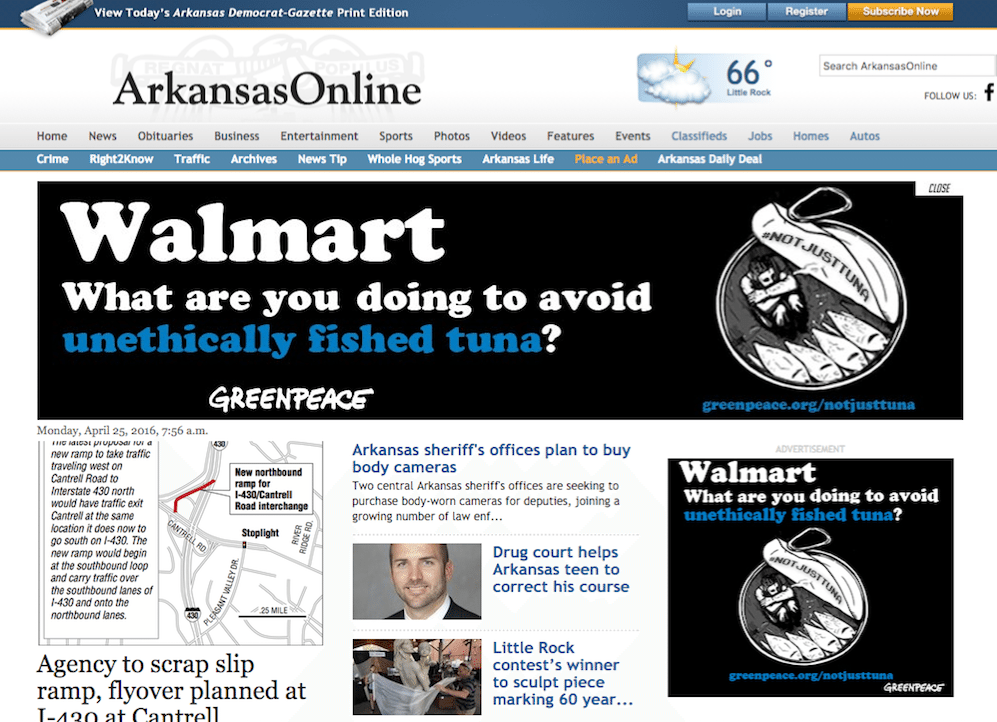 Ad in Walmart's Hometown Paper