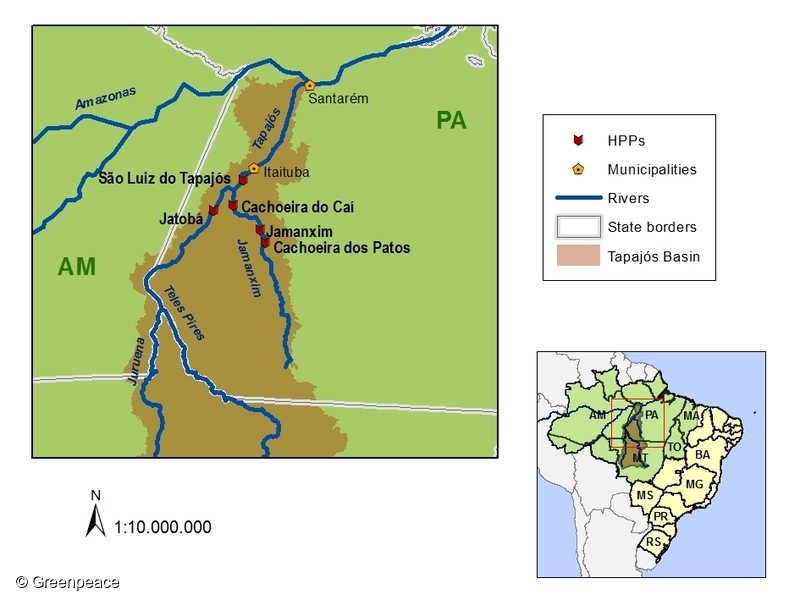 Map of Tapajós River Basin in Brazil.