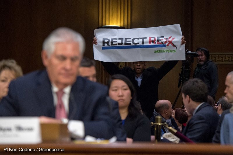 Action at Rex Tillerson Senate Confirmation Hearing in Washington D.C.