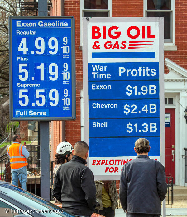 Oil and Gas Company Profits Sign in Washington DC