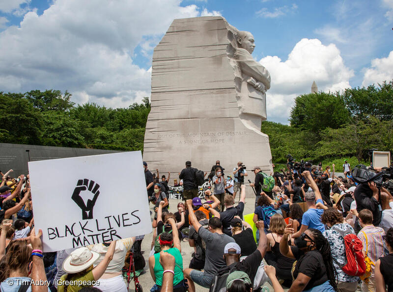 Juneteenth Protests at MLK statue honoring Black freedom and resistance